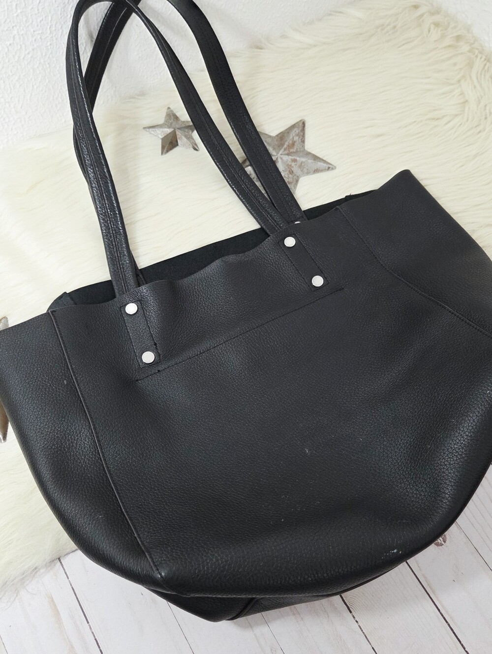 Aimee Kestenberg Manifest tote bag sift slouchy black leather large womens purse - Picture 5 of 11